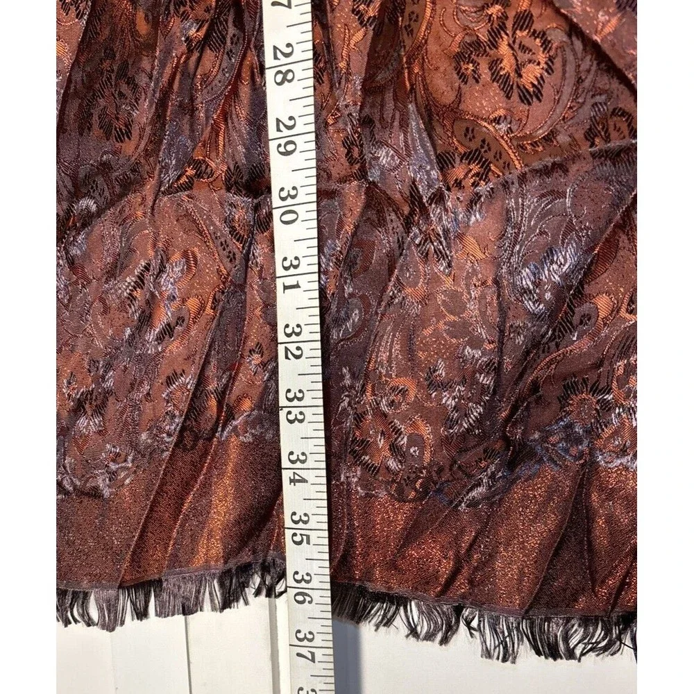 Vintage Silk Scarf Browns‎ Orange Floral Paisley ~ 72